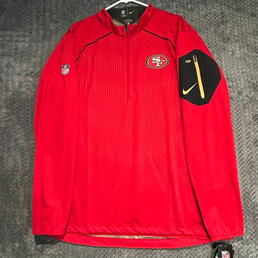 San Francisco 49ers Nike Dri Fit NFL On Field Apparel 1/4 Zip Pullover XL